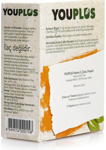 Vitamin C Çinko Propolis 20 Efervesan Tablet indirimleri