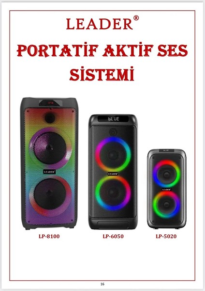 LP-5020 Portatif Aktif Ses Sistemi modelleri