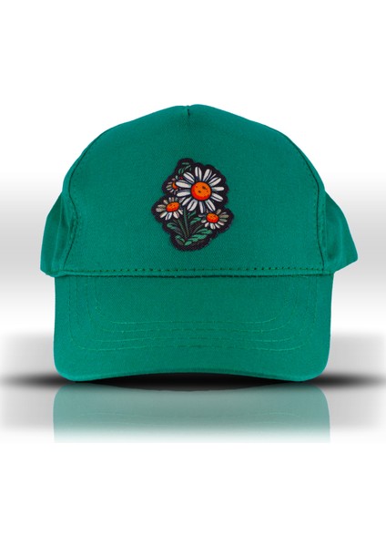 Çiçek Desenli Papatya Figürlü Yeşil Beyzbol Şapka Unisex