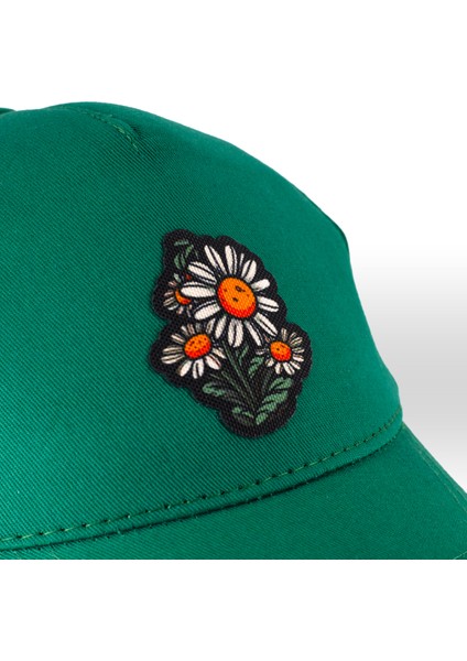 Çiçek Desenli Papatya Figürlü Yeşil Beyzbol Şapka Unisex modelleri