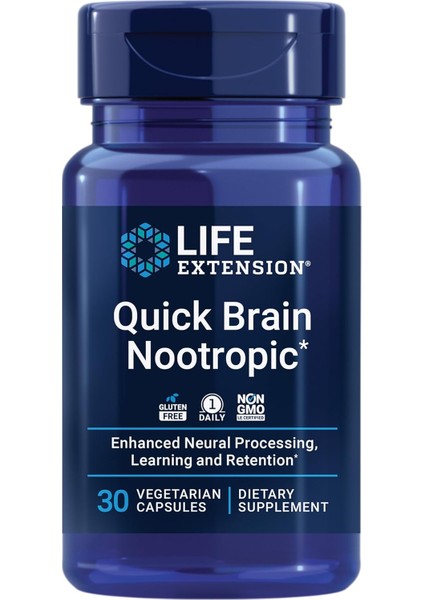 Quick Brain Nootropic Lutein Zeaxanthin Gotu Kola Bacopa 30 Veg Caps