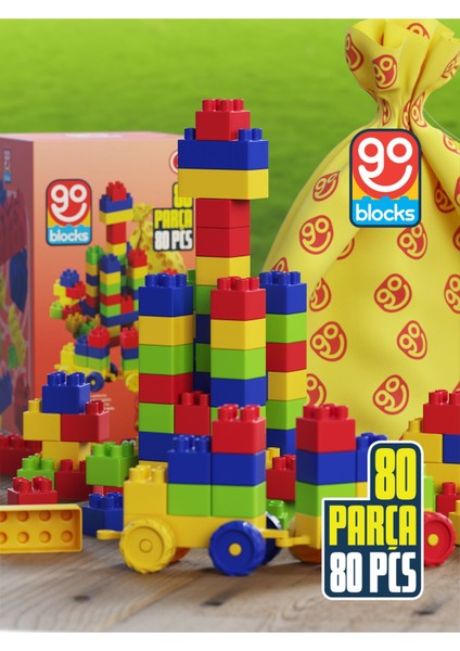 Go Blocks 80 Parça Renkli Yapı Blok Seti Çok Bölmeli Taşıma ve Saklama Çantalı fırsatları