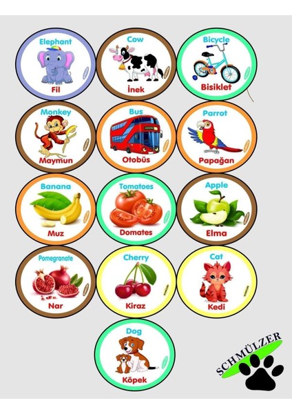 Manyetik Puzzle 26 Parça Çocuk Oyunu Hayvan Meyve Taşıt Türkçe İngilizce Eğitici