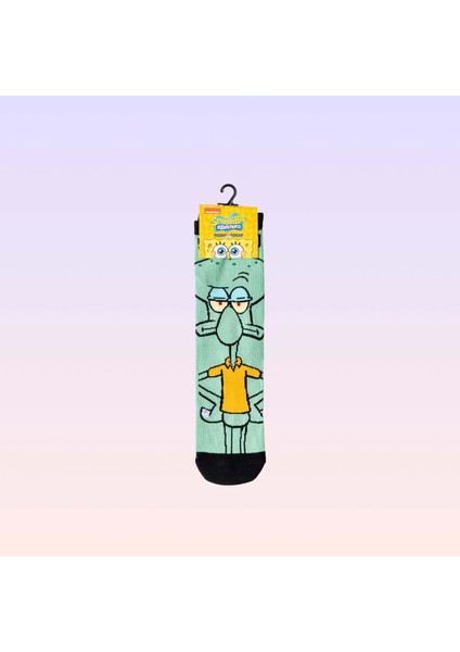 Sünger Bob Kare Pantolon Squidward Desenli Unisex Çorap 36-40