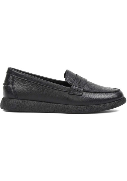 Kadın Siyah Deri Loafer