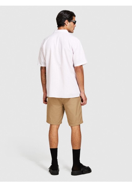 Keten Pamuk Karışımlı Pileli Regular Fit Kısa Kollu Gömlek Erkek Mix Gömlek - 324P59A2SQ03K