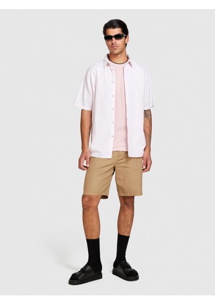 Keten Pamuk Karışımlı Pileli Regular Fit Kısa Kollu Gömlek Erkek Mix Gömlek - 324P59A2SQ03K fiyatları