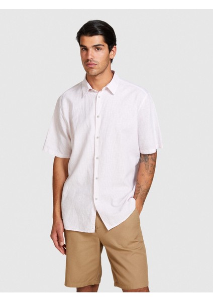 Keten Pamuk Karışımlı Pileli Regular Fit Kısa Kollu Gömlek Erkek Mix Gömlek - 324P59A2SQ03K modelleri