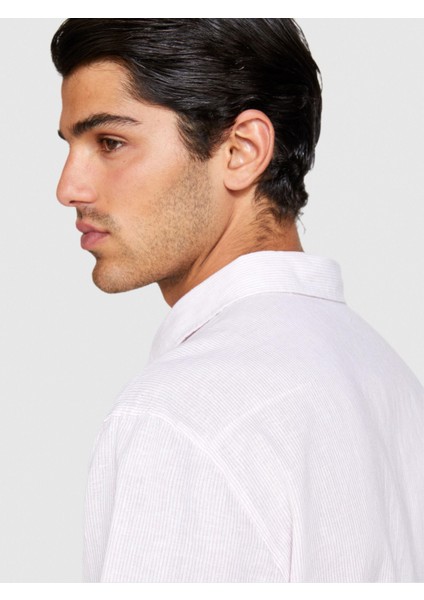 Keten Pamuk Karışımlı Pileli Regular Fit Kısa Kollu Gömlek Erkek Mix Gömlek - 324P59A2SQ03K fırsatları