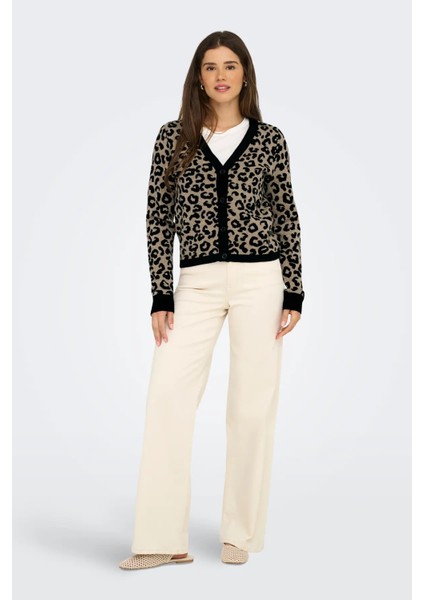 Kadın Onlleo V Yaka Desenli Örme Hırka 15349819 Siyah fiyatları