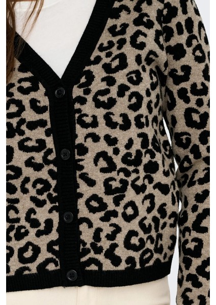 Kadın Onlleo V Yaka Desenli Örme Hırka 15349819 Siyah modelleri