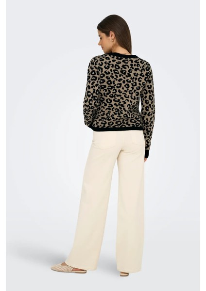 Kadın Onlleo V Yaka Desenli Örme Hırka 15349819 Siyah indirimleri