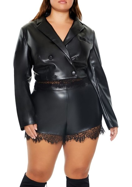 Plus Size Kısa Blazer ve Şort Takımı indirimleri