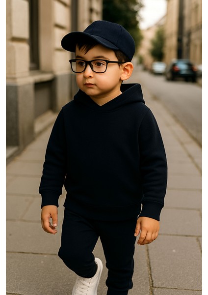 Üç Iplik Şardonlu Kapson Detaylı Oversize Çocuk Sweetshirt