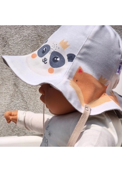 Çift Taraflı Bağlamalı Keten Görünümlü Bebek Bucket Şapka modelleri