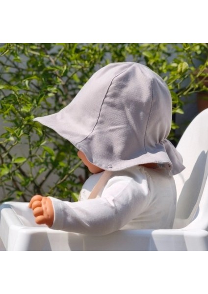 Çift Taraflı Bağlamalı Keten Görünümlü Bebek Bucket Şapka