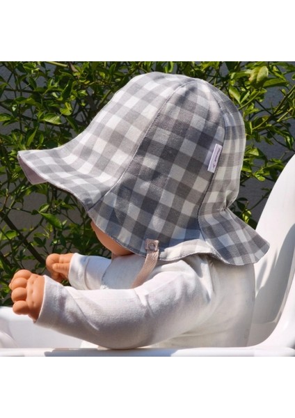 Çift Taraflı Bağlamalı Keten Görünümlü Bebek Bucket Şapka modelleri