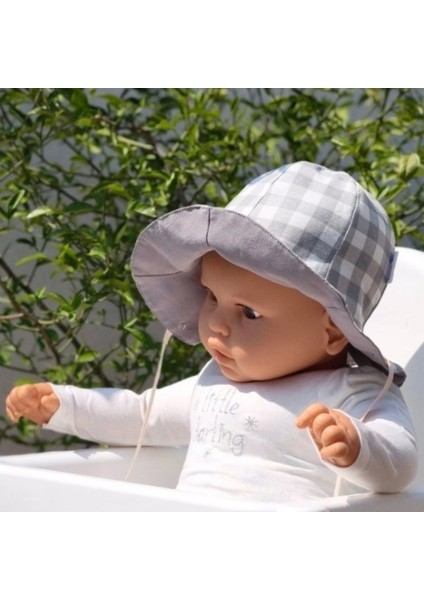 Çift Taraflı Bağlamalı Keten Görünümlü Bebek Bucket Şapka indirimleri