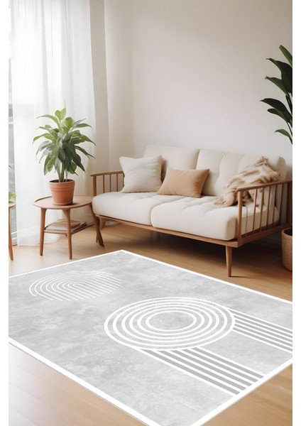 Bohem Gri Halı - Dijital Yıkanabilir Kaymaz Taban Leke Tutmaz Salon Halısı Mutfak Halısı ve Yolluk