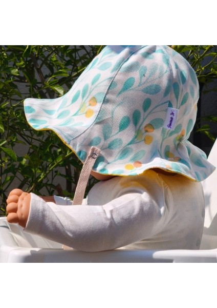 Çift Taraflı Bağlamalı Keten Görünümlü Bebek Bucket Şapka modelleri