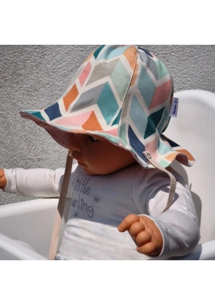 Çift Taraflı Bağlamalı Keten Görünümlü Bebek Bucket Şapka modelleri