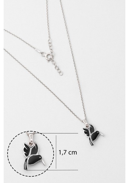 Siyah Kuş 18 Ayar Beyaz Altın Kaplama 33 cm Gümüş Çocuk Kolye modelleri