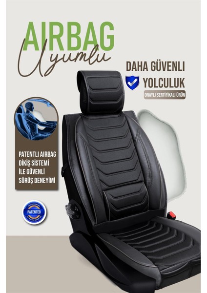 Fiat Egea Hatchback Uyumlu Oto Koltuk Kılıfı Deri, Kumaş Elegance Siyah modelleri