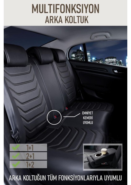Fiat Egea Hatchback Uyumlu Oto Koltuk Kılıfı Deri, Kumaş Elegance Siyah