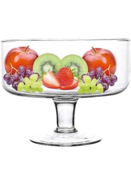 Şeffaf Ayaklı 19 cm Sunum Kasesi, Meyve, Salata ve Cips Sunumu Için Ideal