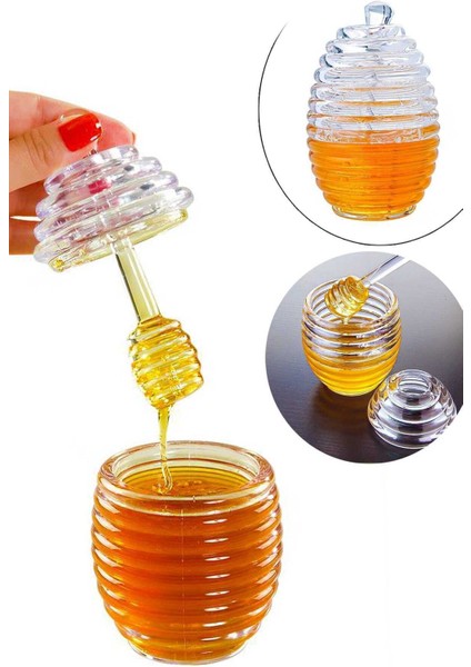 Turuncu Kovan Şekilli Akrilik Bal Kavanozu, Şık ve Kullanışlı Tasarım