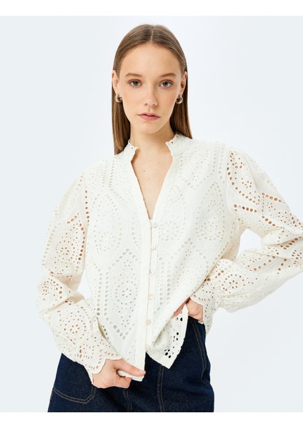 Hakim Yaka Uzun Kollu Düğmeli Fisto Gömlek