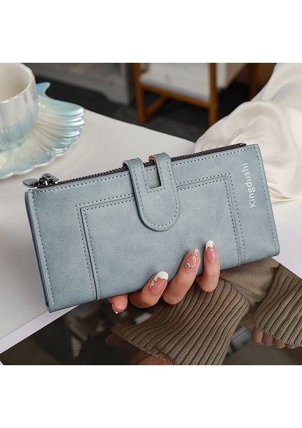 Kadın Cüzdan Uzun Iki Katlı Fermuarlı Düz Üst Düzey Çok Kartlı Madeni Para Çantası (Yurt Dışından)