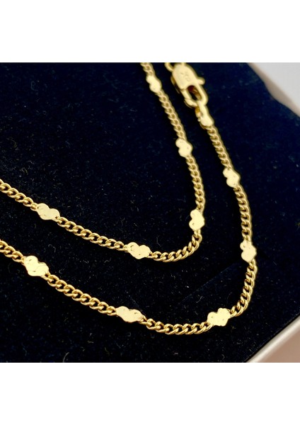 Pullu Kolye Kalpli Ezme Kadın Kolye Kararmaz Xuping 45CM 14 Ayar Gold fiyatları