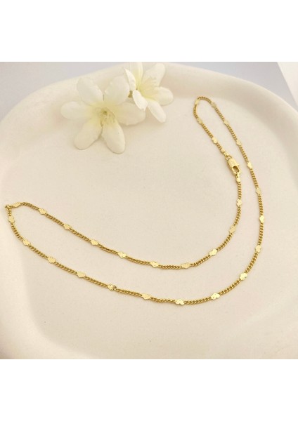 Pullu Kolye Kalpli Ezme Kadın Kolye Kararmaz Xuping 45CM 14 Ayar Gold modelleri