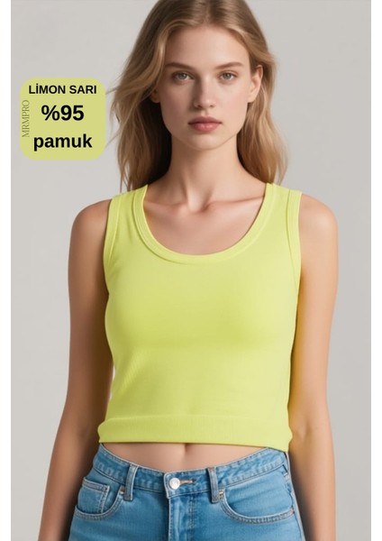 Kadın Fitilli Görünümlü Kalın Askılı Basic Atlet Body %90 Pamuk %10 Likra