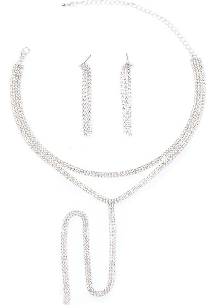 Iki Su Damlasından Oluşan Kolye Seti Köprücük Kemiği Zincir (Yurt Dışından)