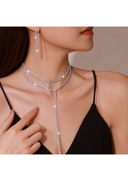 Iki Su Damlasından Oluşan Kolye Seti Köprücük Kemiği Zincir (Yurt Dışından) modelleri