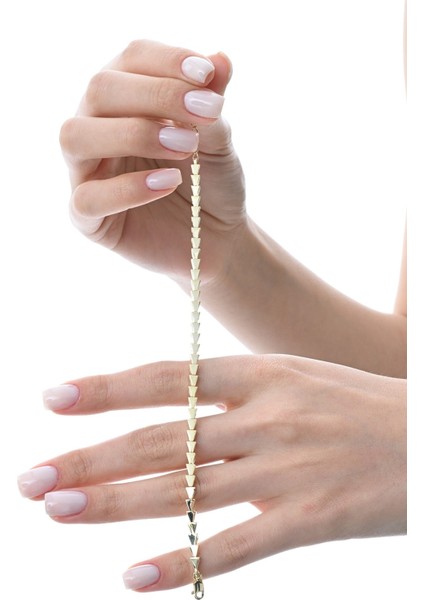 Gümüş Altın Yaldızlı Modern Görünümlü Ardışık Üçgenler Bileklik SGTL12852GOLD fiyatları