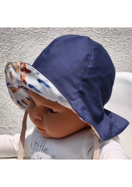 Çift Taraflı Bağlamalı Keten Görünümlü Bebek Bucket Şapka indirimleri