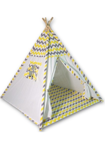 Çocuk Oyun Çadırı Kızılderili Temalı Yıkanabilir Pamuk Kumaş 120x120x150 cm Terletmez fırsatları