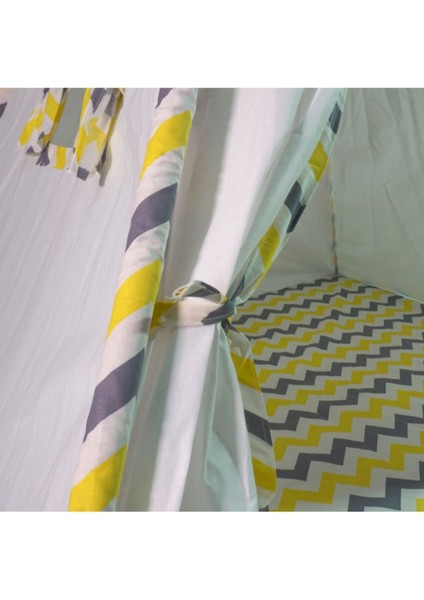 Çocuk Oyun Çadırı Kızılderili Temalı Yıkanabilir Pamuk Kumaş 120x120x150 cm Terletmez indirimleri