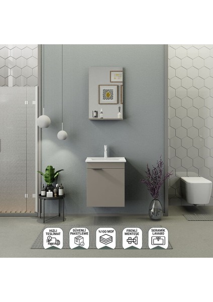 Arya Slım 50 cm Banyo Dolabı Latte