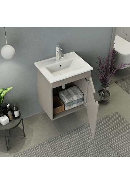 Arya Slım 50 cm Banyo Dolabı Latte fırsatları