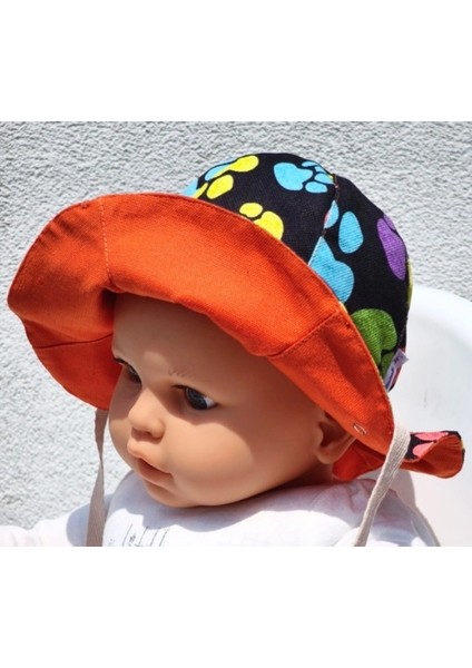 Çift Taraflı Bağlamalı Keten Görünümlü Bebek Bucket Şapka modelleri