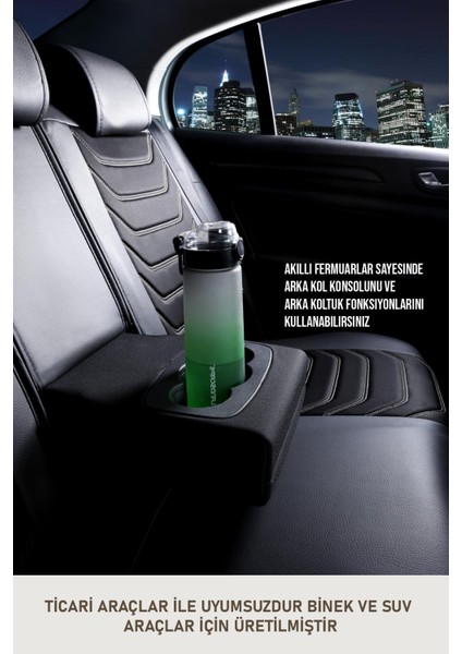 Ford Focus Active Stil Uyumlu Oto Koltuk Kılıfı Deri, Kumaş Elegance Siyah Beyaz