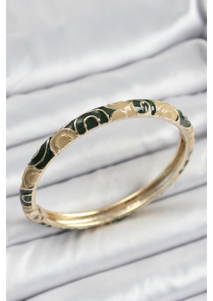 Mineli Pirinç Siyah ve Kahverengi Motifli Kadın Kelepçe - PRT3500EB06797