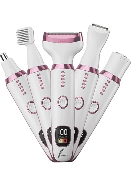 RF-3028A Epilatör 5 In 1 Arada Epilasyon Cihazı - Şarjlı Tıraş Makinesi Kaş Burun Tüm Vücut Seti