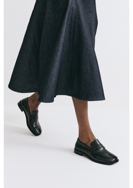 Loafer 2508 - Parmak Arası Klasik Loafer Siyah Kadın Loafer