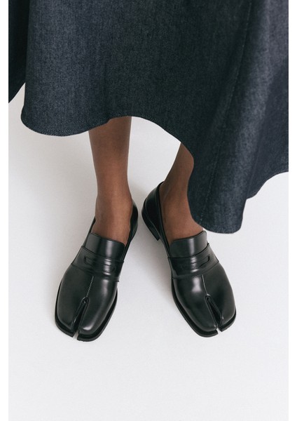 Loafer 2508 - Parmak Arası Klasik Loafer Siyah Kadın Loafer
