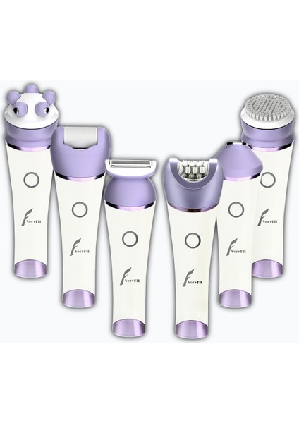 6 Başlıklı Masaj Pedikür Epilatör (Yüz+Koltuk Altı+Bikini Bölgesi+Bacak) Islak Ve Kuru Kablosuz